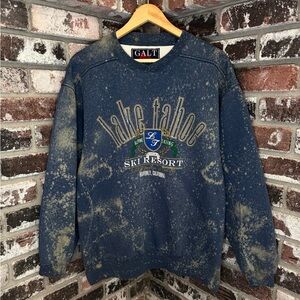 Vintage 90’s Lake Tahoe Heavenly, California Ski Resort Bleach Splatter Crewneck